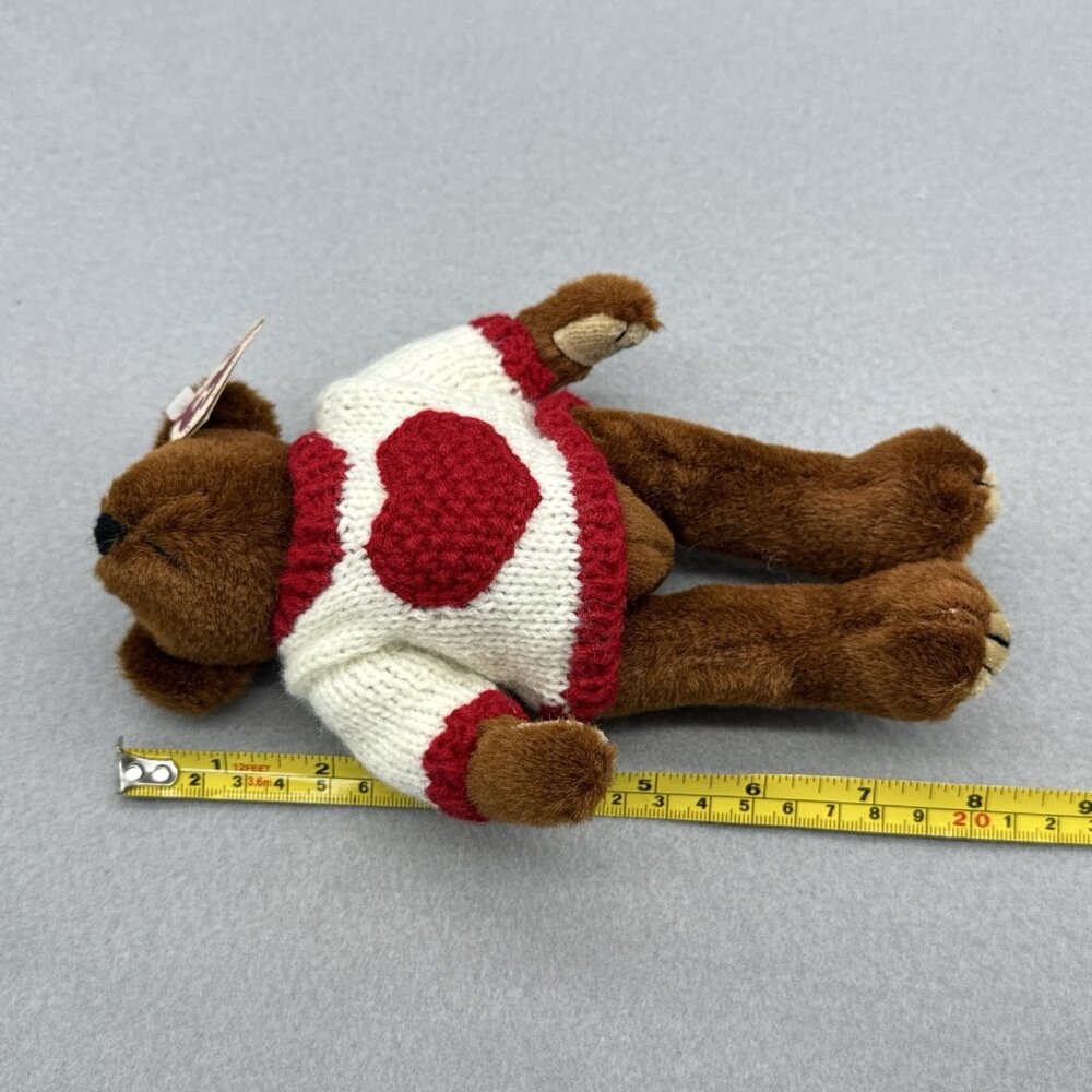 Casanova Brown Bear Attic Treasures Plushie White Sweater Heart TY 1993 Posable - Picture 3 of 8